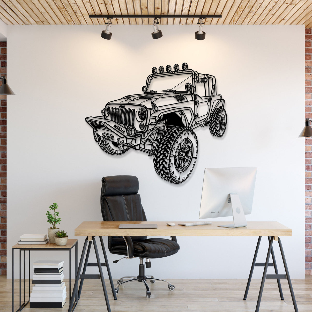 2007 Jeep Wrangler JK 2‑Door perspective view metal wall art – laser‑cut steel silhouette with matte powder‑coat finish