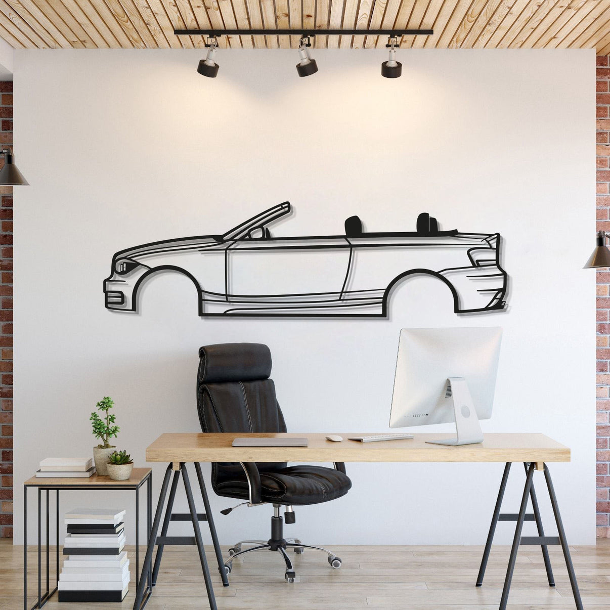 2009 BMW E88 Convertible Metal Wall Art Silhouette Design