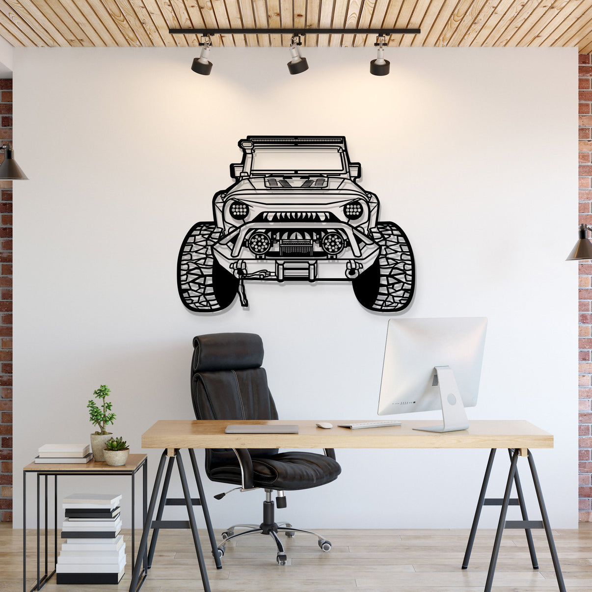 2012 Jeep Wrangler custom front view metal wall art – laser-cut 2 mm steel silhouette with matte powder-coated finish