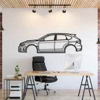 Metal car wall art featuring Subaru WRX STI Hatchback 2013 enhancing garage décor