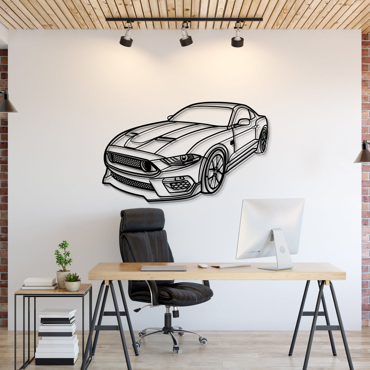 2013 Ford Mustang Mach 1 perspective metal wall art – classic muscle car silhouette décor