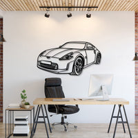 Nissan 370Z (2015) perspective metal wall art – laser‑cut 2 mm textured steel with matte powder‑coat finish