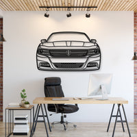 2016 Dodge Charger front view metal wall art – laser-cut steel silhouette with matte powder-coated finish