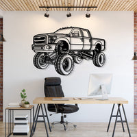 Ford F-250 4x4 (2016) perspective metal wall art – laser-cut 2 mm textured steel with matte powder-coat finish