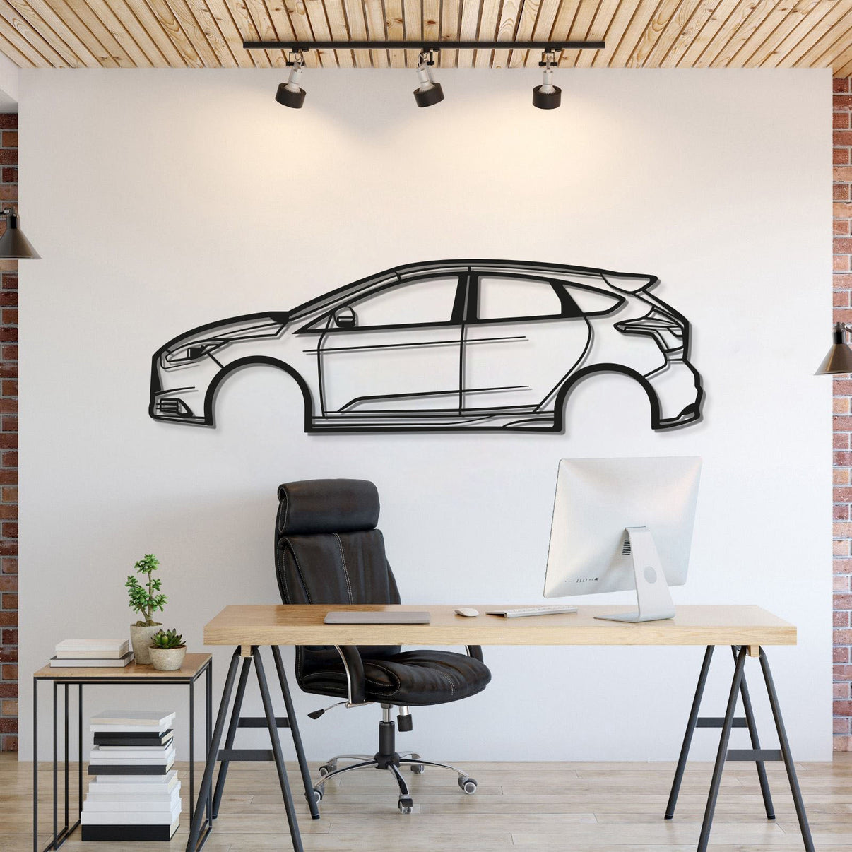 2016 Ford Focus ST Mk3 Metal Wall Art Silhouette Sporty Hot Hatch Decor