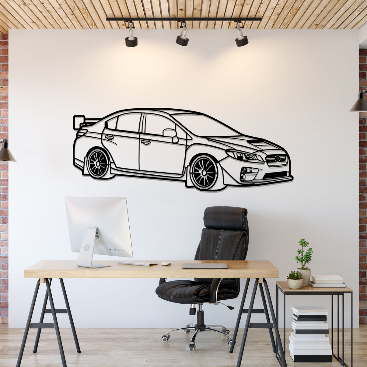 Subaru 2017 Impreza WRX STI perspective metal wall art – laser-cut 2 mm textured steel with matte powder-coat finish