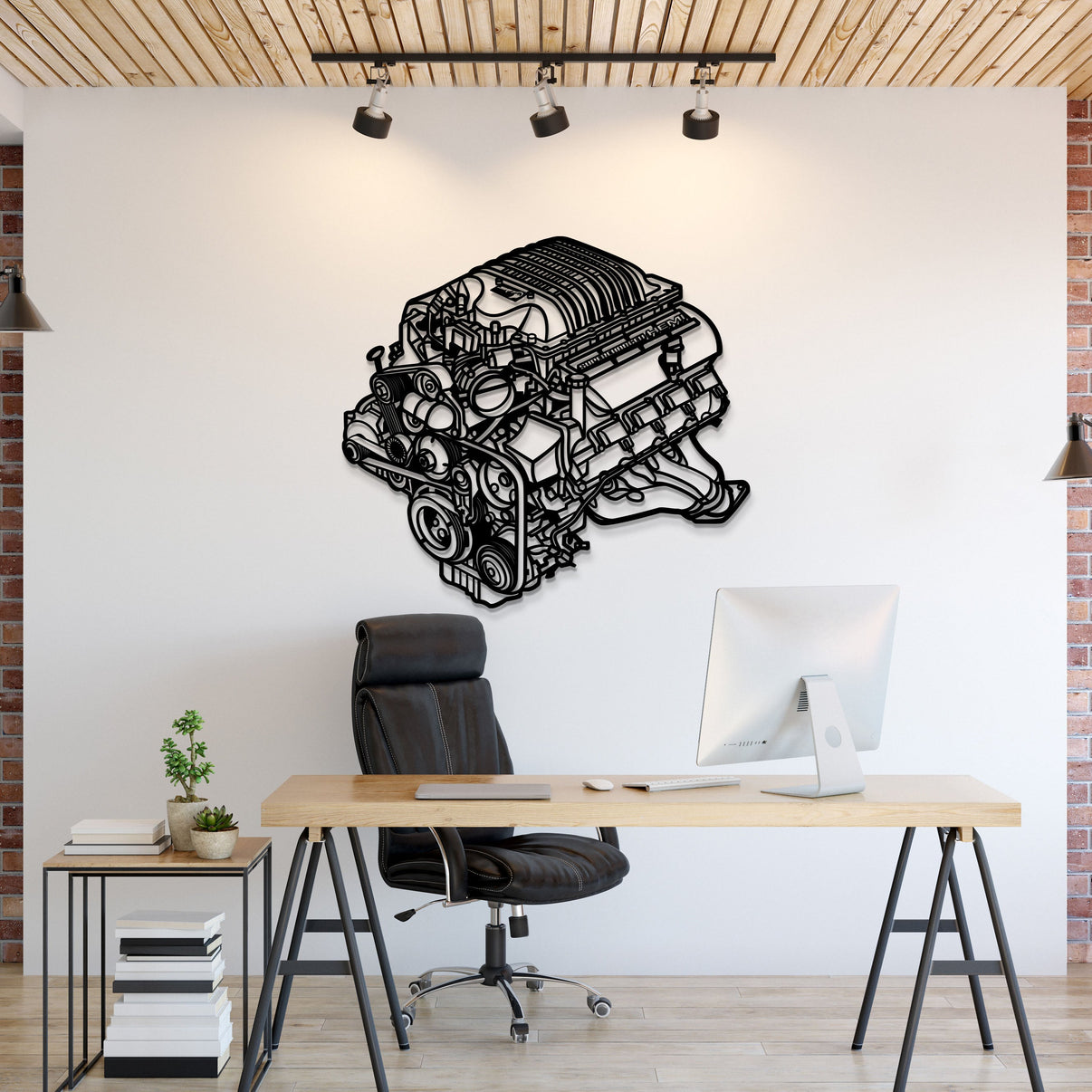 2018 Challenger HEMI engine block metal wall art silhouette