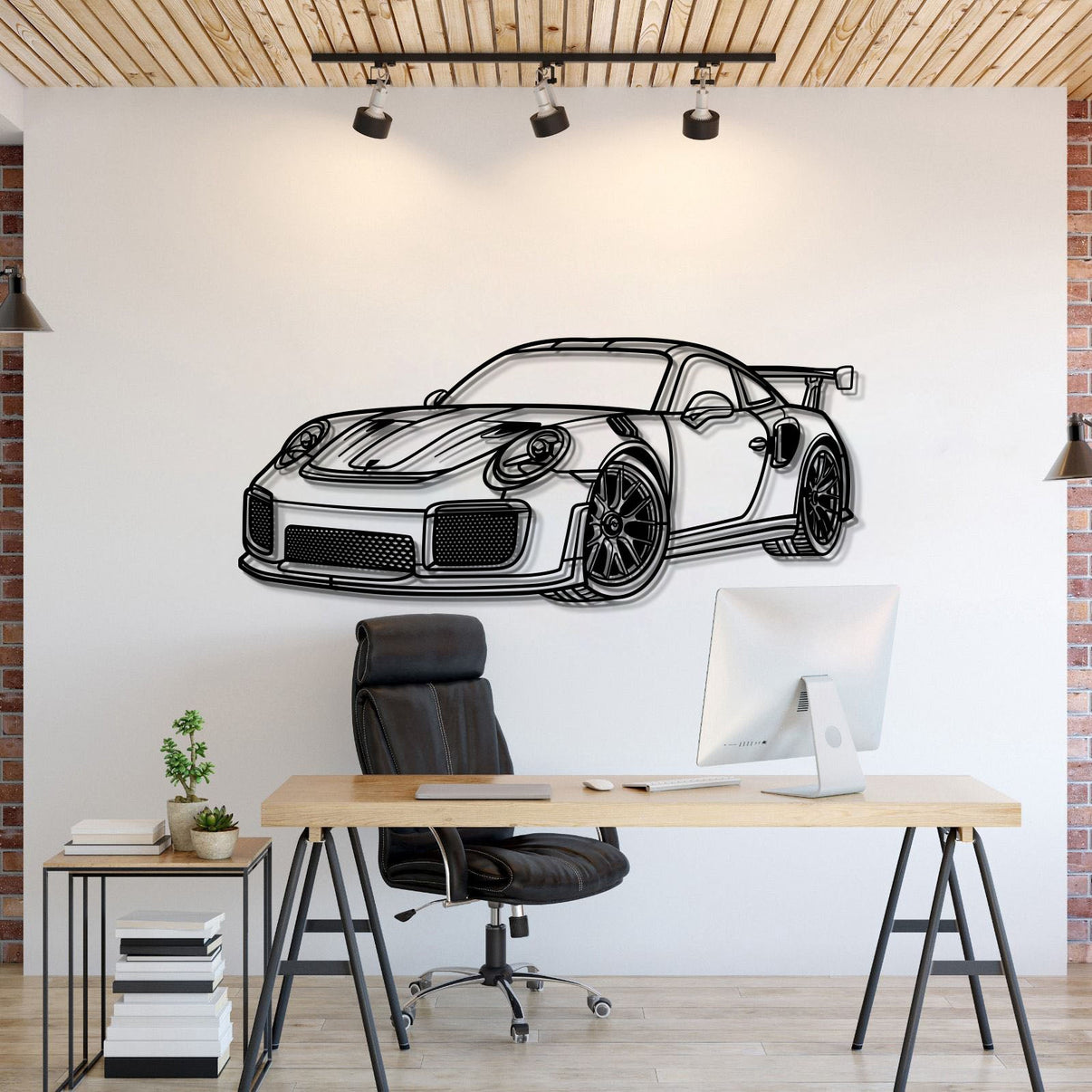 2018 Porsche 911 GT2 RS perspective metal wall art laser cut steel silhouette