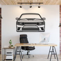2019 Dodge Charger front view metal wall art – laser-cut steel silhouette with matte powder-coated finish