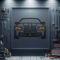 BMW M4 Competition front silhouette neon wall art – ready-to-hang premium steel design for car enthusiasts