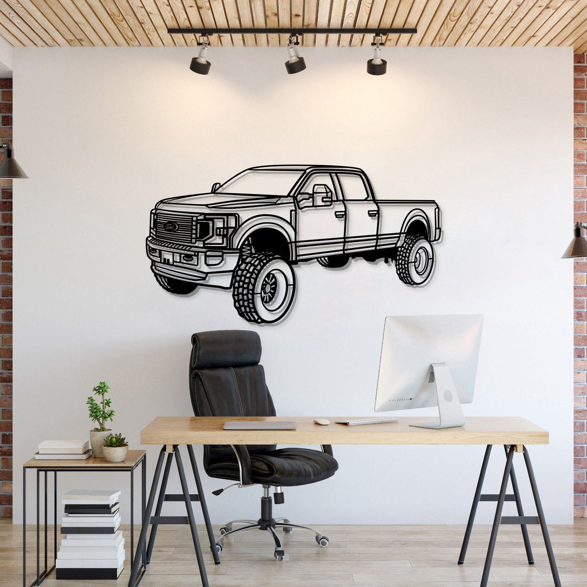 2020 Ford F-250 SuperDuty perspective metal wall art – rugged truck silhouette décor