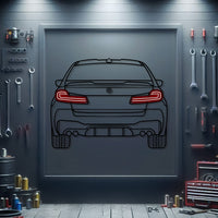 2021 BMW M5 Competition back view metal neon car wall art – laser-cut steel décor for performance sedan enthusiasts