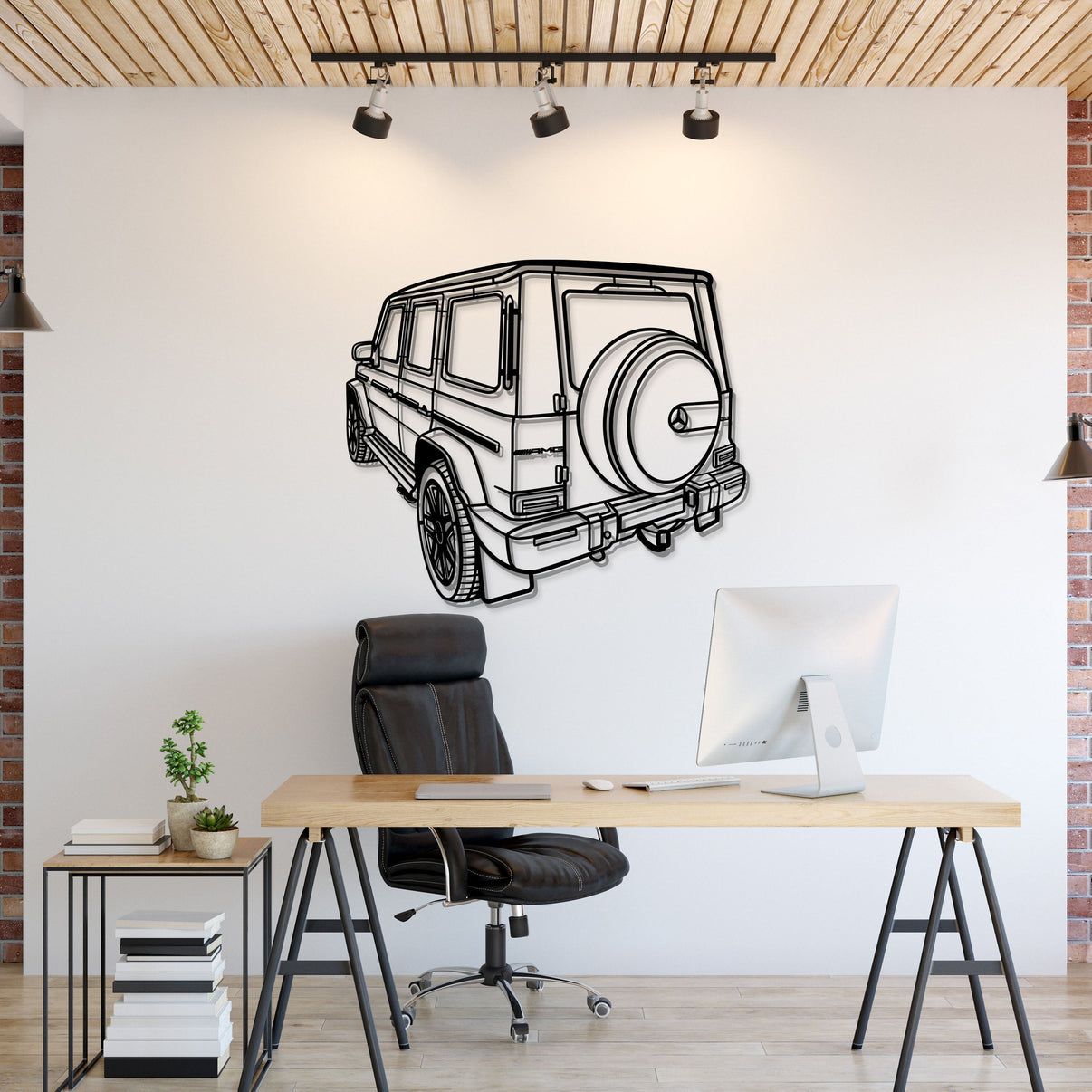 Mercedes‑Benz G‑Class (2021) perspective metal wall art – laser‑cut 2 mm textured steel with matte powder‑coat finish