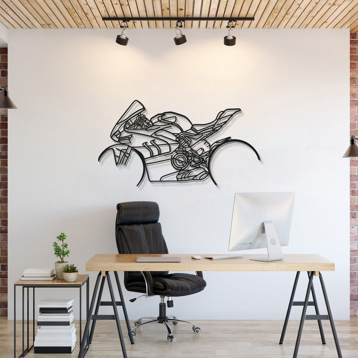 V4SP metal motorcycle wall art silhouette for garage décor