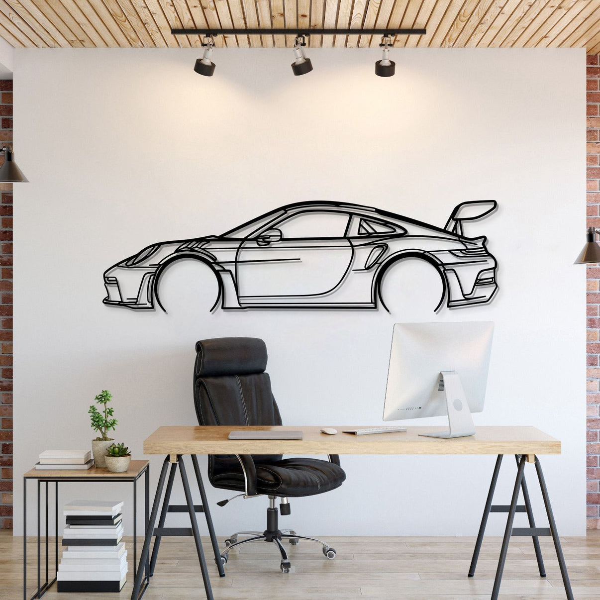 Porsche 911 GT3 RS Model 992 detailed metal car wall art for stylish home décor