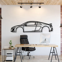 Metal car wall art featuring Audi R8 2022 enhancing garage décor