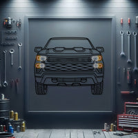 Chevrolet Silverado 1500 Trail Boss 2022 front silhouette neon wall art – ready-to-hang truck décor for garage or living room