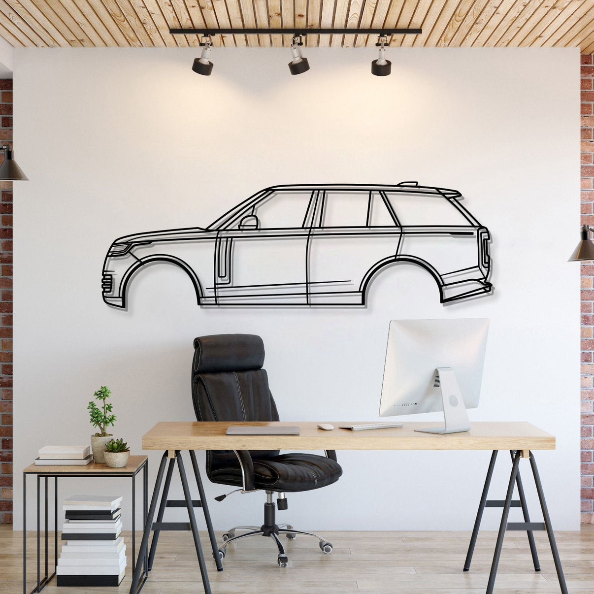 A modern 2022 Range Rover metal wall art piece crafted from laser-cut 2 mm steel with matte textured finish.