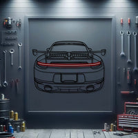 2022 Porsche Carrera 4S back view neon car wall sculpture – sleek industrial décor for modern interiors