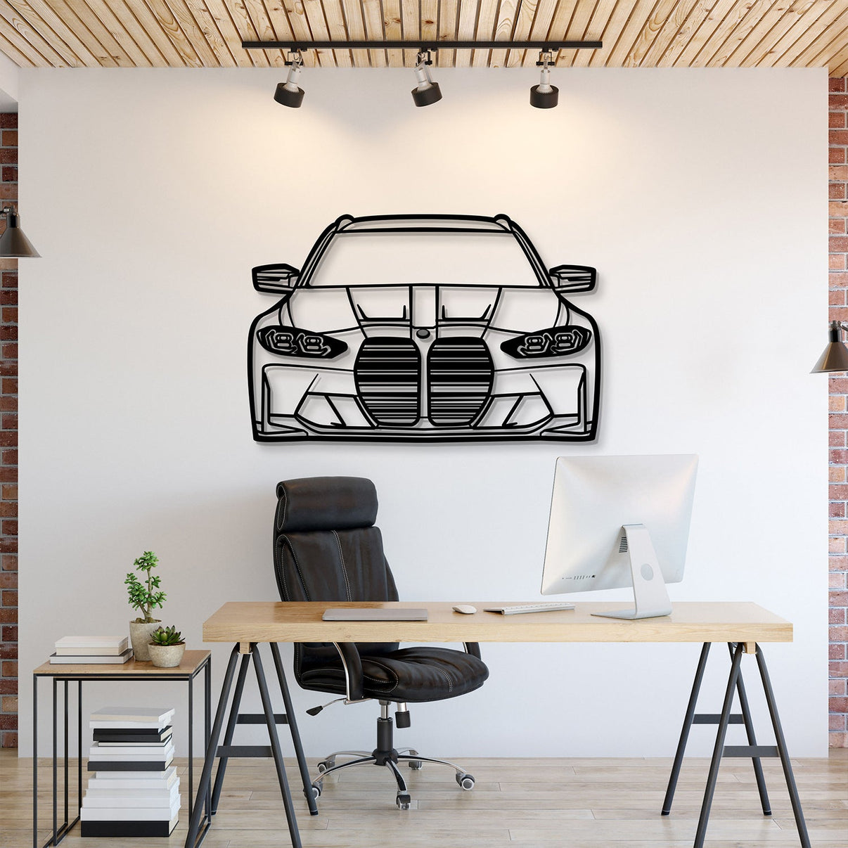 2023 BMW G81 M3 Touring front view metal wall art – laser-cut steel silhouette with matte powder-coated finish
