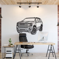 GMC Yukon Denali Ultimate (2023) perspective metal wall art – laser-cut 2 mm textured steel with matte powder-coat finish