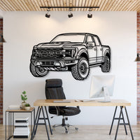 Ford Raptor R (2024) perspective metal wall art – laser-cut 2 mm textured steel with matte powder-coat finish