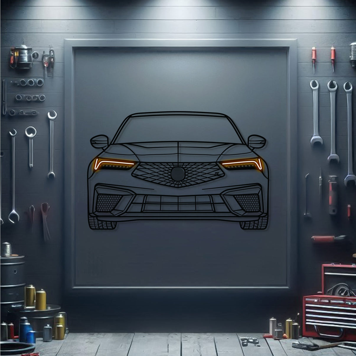 2024 Acura Integra Type S front view metal neon car wall art – laser-cut steel décor for modern tuner enthusiasts
