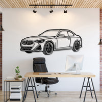 BMW M240i (2024) perspective metal wall art – laser-cut 2 mm textured steel with matte powder-coat finish