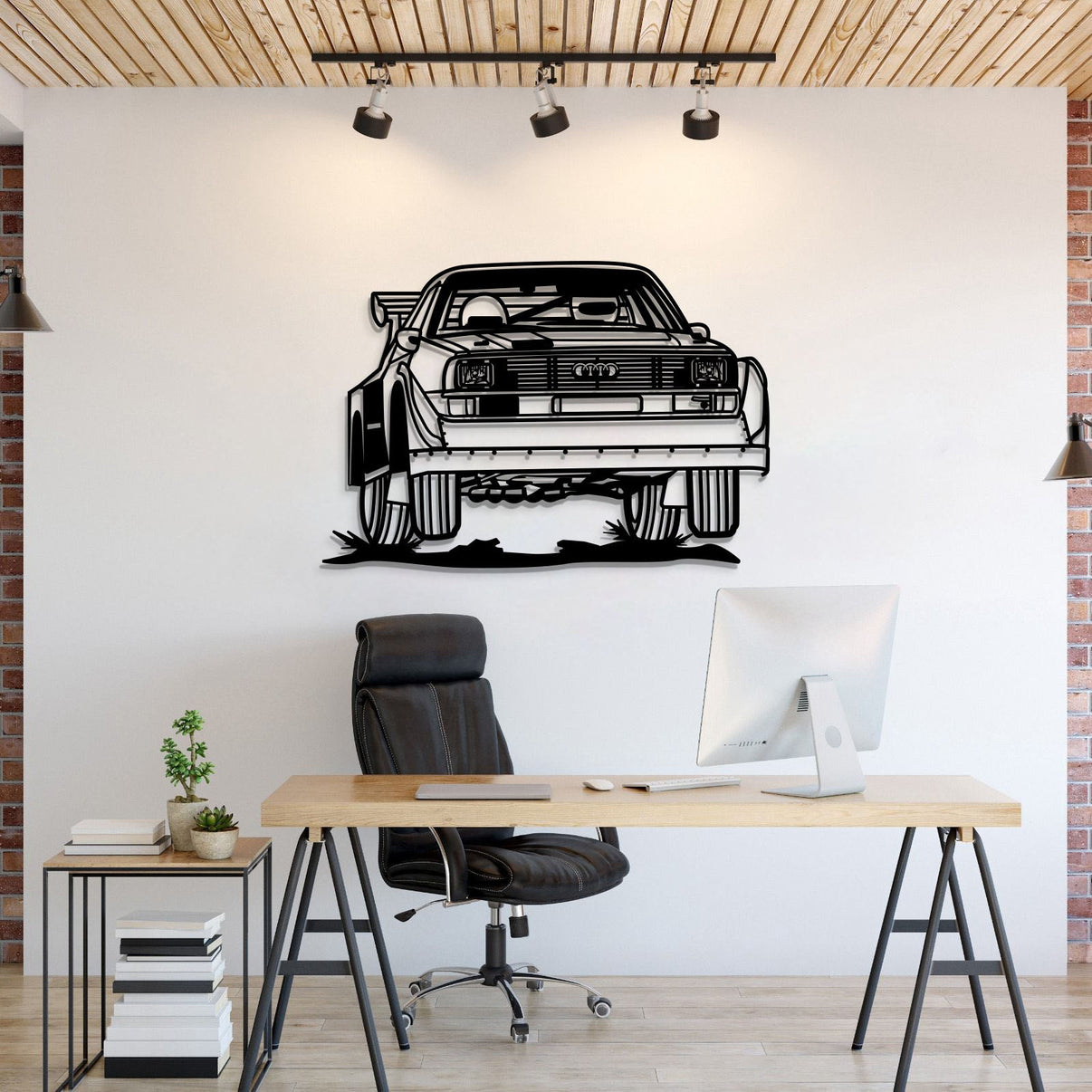 S1 Group B rally car perspective metal wall art – laser‑cut 2 mm steel silhouette décor