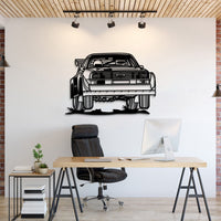 S1 Group B rally car perspective metal wall art – laser‑cut 2 mm steel silhouette décor