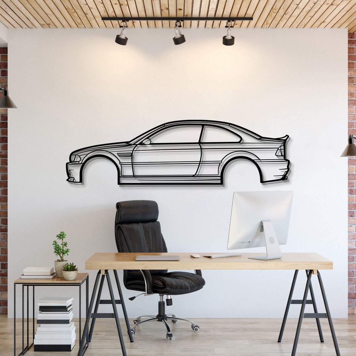 BMW E46 M3 CSL metal car wall art silhouette for garage décor