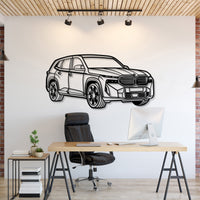 BMW XM 50e (2024) perspective metal wall art – laser-cut 2 mm textured steel with matte powder-coat finish