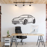 Toyota GR86 (2022) perspective metal wall art – laser-cut 2 mm textured steel with matte powder-coat finish