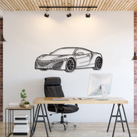 Acura NSX (2017) perspective metal wall art – laser‑cut 2 mm textured steel with matte powder‑coat finish