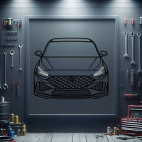 Hyundai i30N Fastback front view neon car wall sculpture – sleek industrial décor for modern living spaces