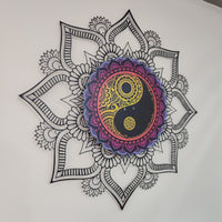 Mandala Wall Decor with Rotating Yin Yang Center – Metal Art (Manually Spinning)-KAFMEKMO004