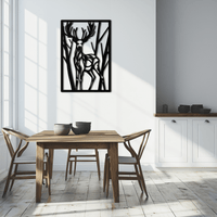 Metal Deer Wall Art - Modern Stag Metal Wall Decor - Forest Theme Metal Wall Hanging - Laser Cut Metal Artwork for Living Room, Dining Room & Office - KAF001