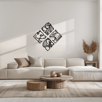 Four Animal Totem Metal Wall Art - Steel Wall Decor for Home and Office - KAF013