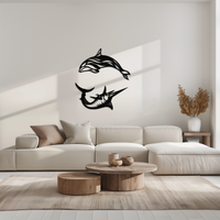 Dolphin & Marlin Metal Wall Art - Ocean-Inspired Modern Steel Decor - KAF084