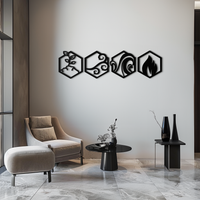 Four Elements Metal Wall Art - Modern Elemental Symbol Decor - KAF090