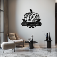 Happy Halloween Pumpkin Metal Wall Art - Spooky Home Decor - KAF275