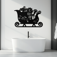 Christmas Sleigh Metal Wall Art - Festive Holiday Decor- KAF292