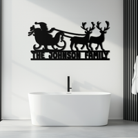 Santa Sleigh Personalized Metal Wall Art - Custom Family Christmas Decor- KAF293