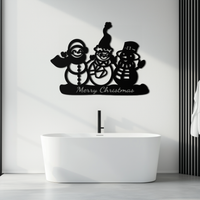 Frosty Trio Metal Wall Art - Merry Christmas Snowman Holiday Decor- KAF306