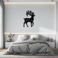 Christmas Reindeer Metal Wall Art - Decorative Holiday Steel Deer Design- KAF308