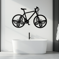 Butterfly Wheel Bicycle Metal Wall Art – Modern Artistic Bike Silhouette Decor- KAF319