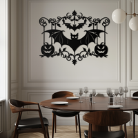 Halloween Bat Pumpkin Metal Wall Art – Spooky Jack-O'-Lantern Steel Decor- KAF328