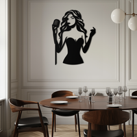 Jazz Singer Silhouette Metal Wall Art - Elegant Female Vocalist Decor - KAF355
