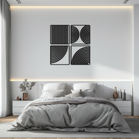 Geometric Pattern Metal Wall Art – 4-Piece Modern Minimalist Steel Decor- KAF363