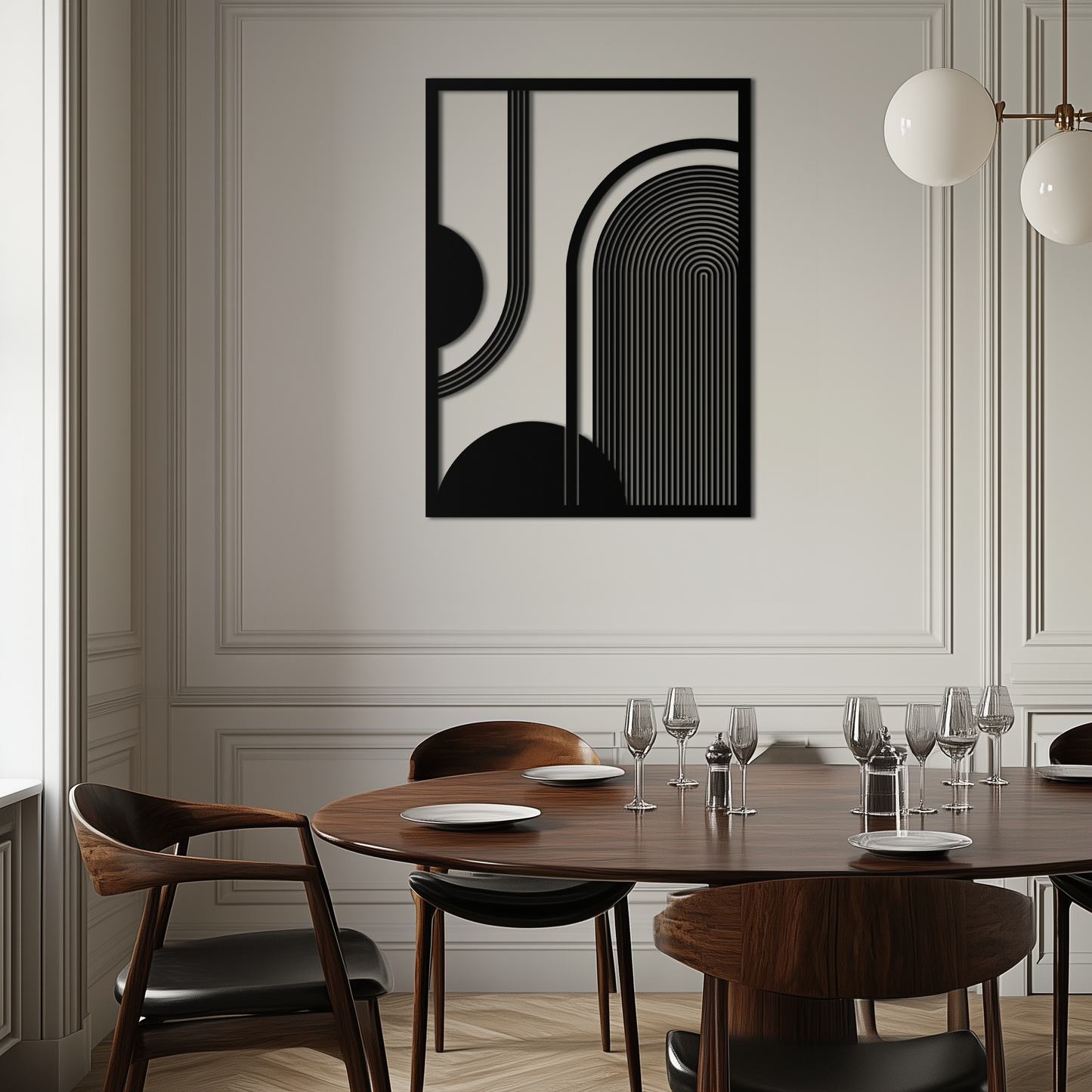 Geometric Half-Circle Metal Wall Art – Minimalist Arch & Shape Design- KAF365